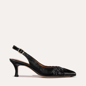 Slip-resistant Design The Anya Slingback - Black Crinkle-Gloss Nappa The Anya Slingback - Black Crinkle-Gloss Nappa Lightweight Comfort Footwear Impact Guard Footwear