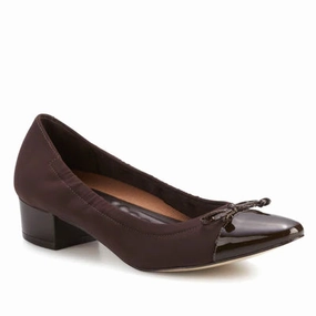 Smooth Surface Hollis Pump: Brown Micro Fabric with Patent Leather I Walking Cradle soft elegance Sporty Heeled Shoes Hollis Pump: Brown Micro Fabric with Patent Leather I Walking Cradle
