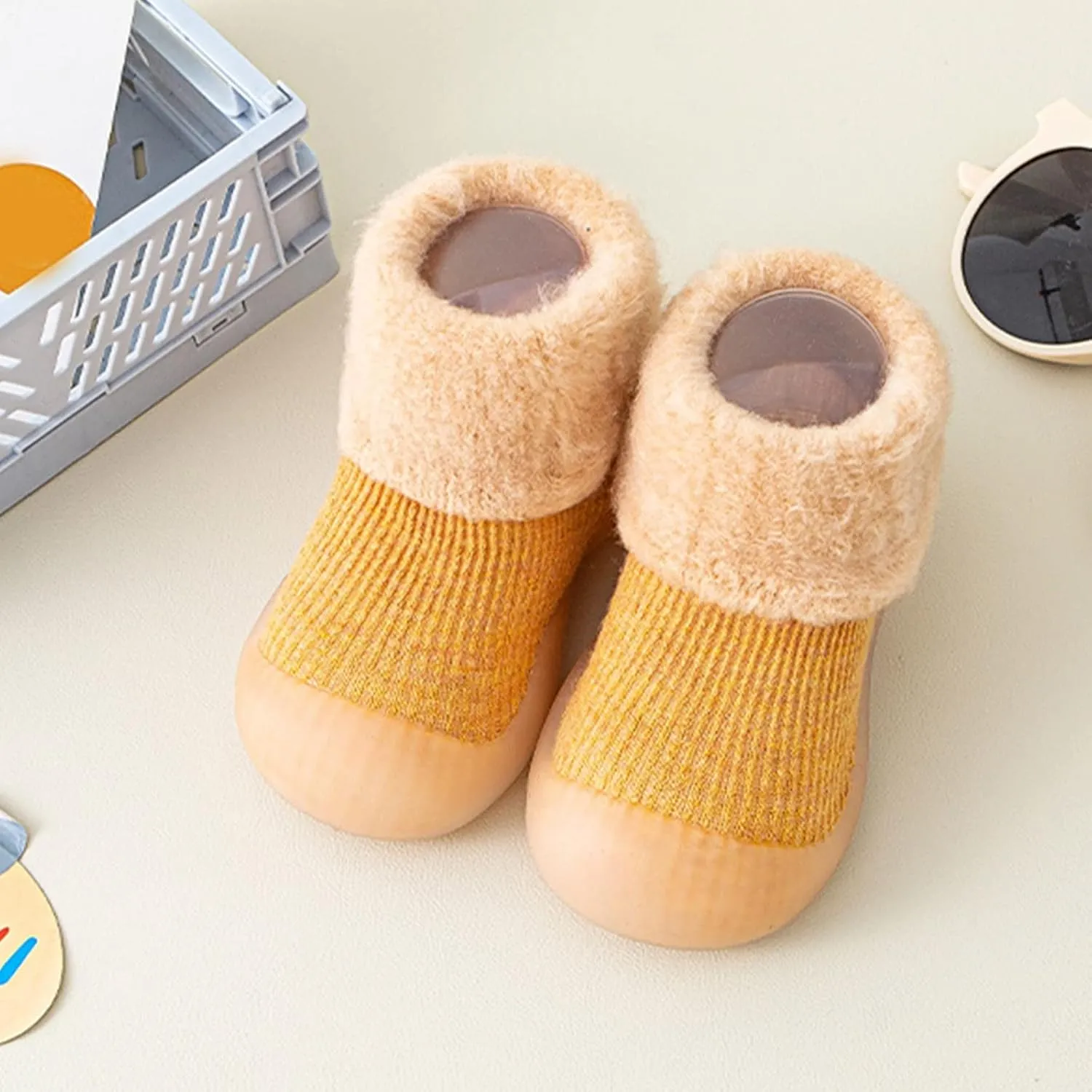 Sock Shoes Toddler,Infant Boys Girls Animal Cartoon Socks Shoes Fleece WarmThe Floor Socks Non Slip Prewalker Shoes