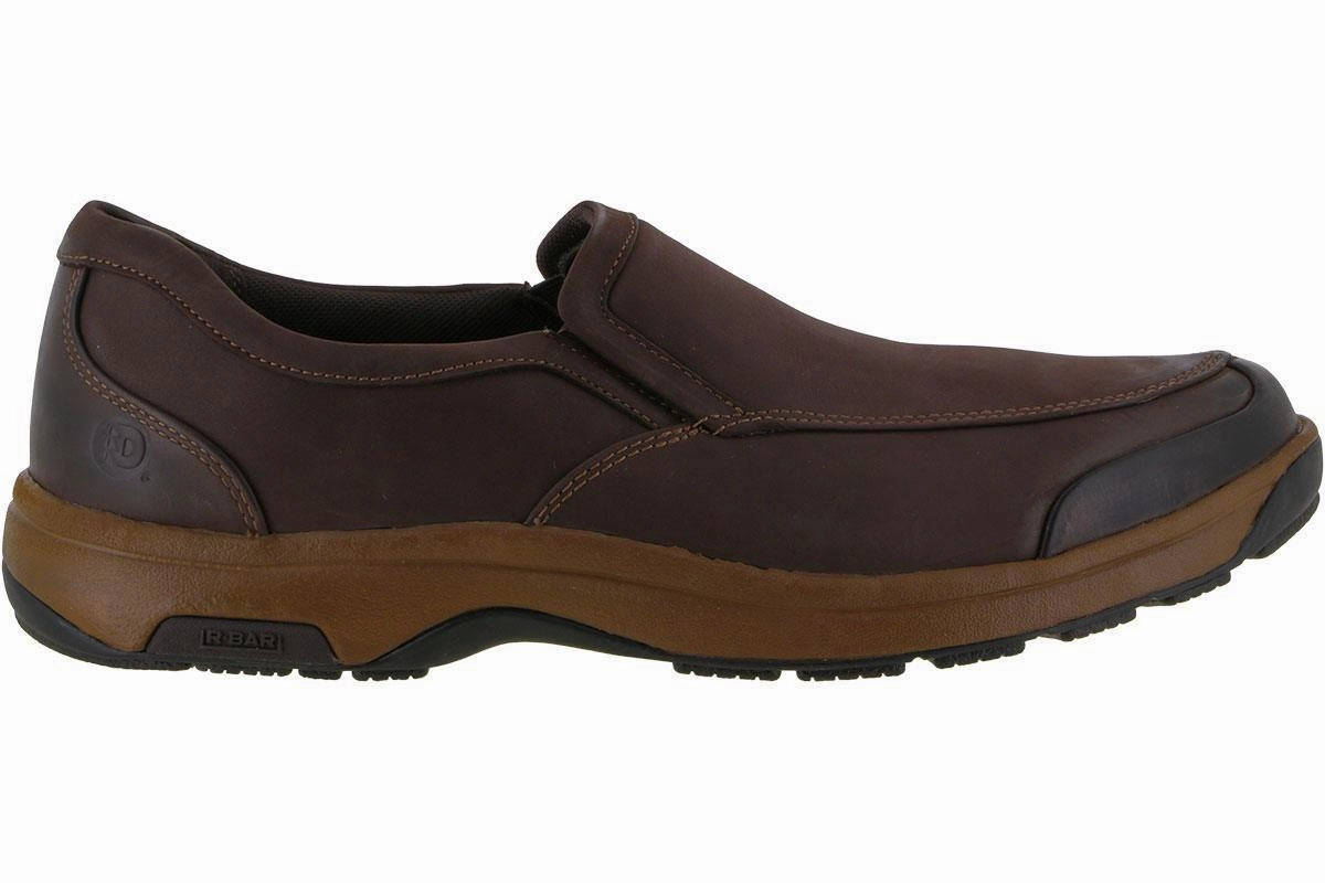 Dunham Battery Park Slip On Brown Nubuck Collapsible Heel Design Flower Step