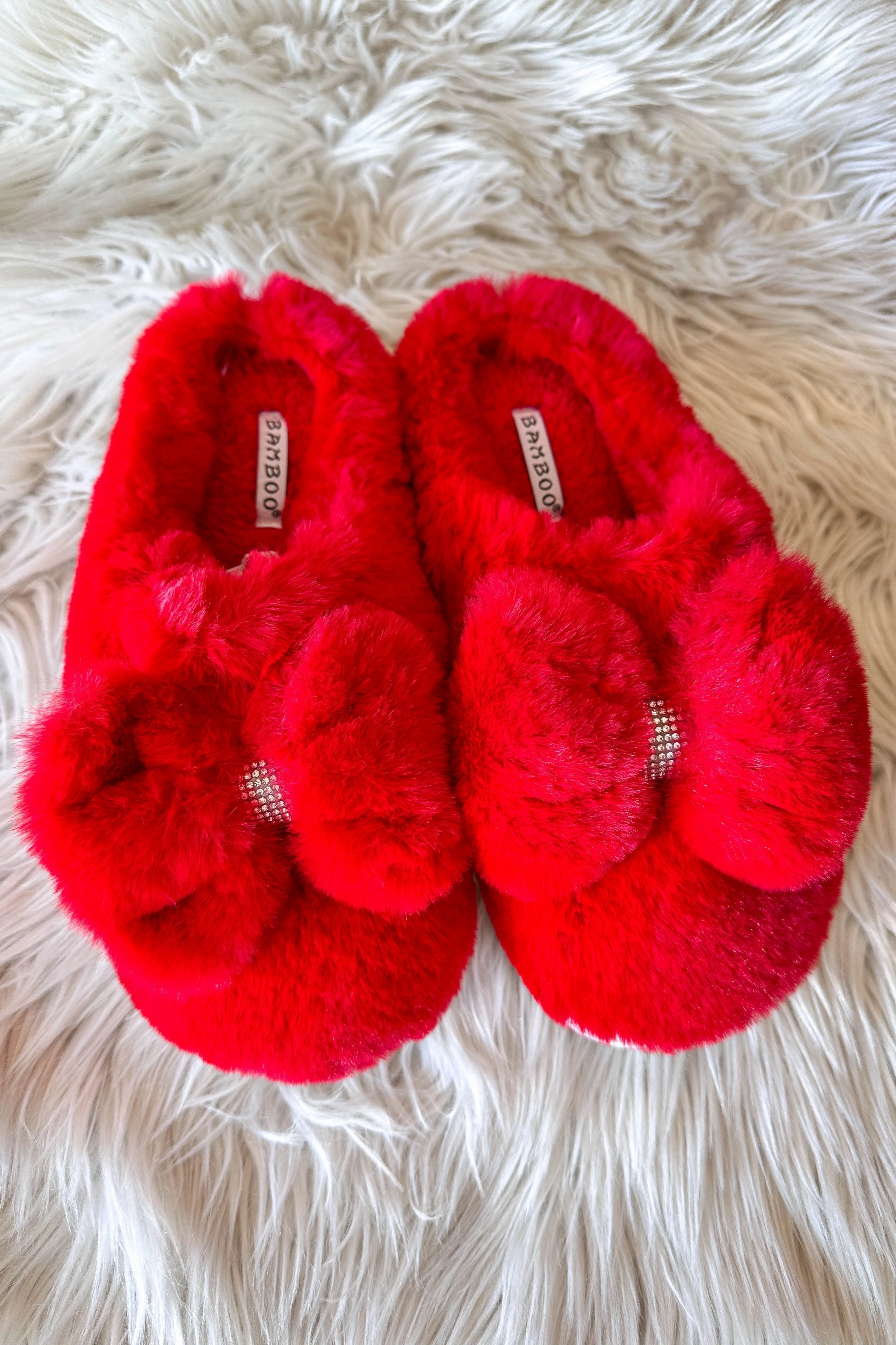 Travel Ready Bling On The Holidays Fur Slippers