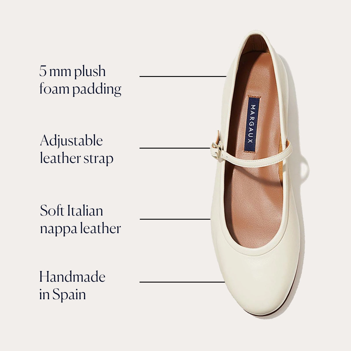 The Demi Jane - Ecru Nappa Effortless Comfort Cliff Walk