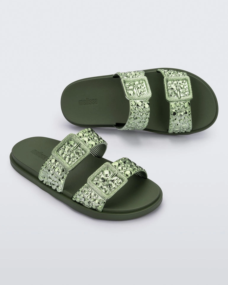 Adjustable Closure System Padded Ankle Support Lust Slide - Green