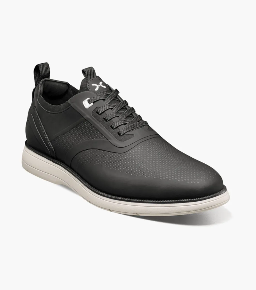 Pilates Fitting Everidge Plain Toe Elastic Lace Up- Black | Stacy Adams