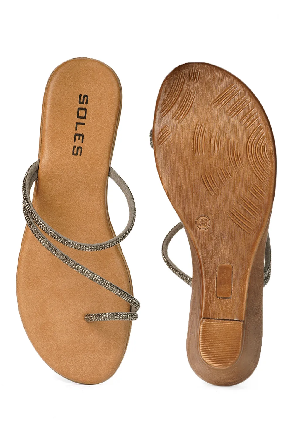 SOLES Embellished Slip On Wedges