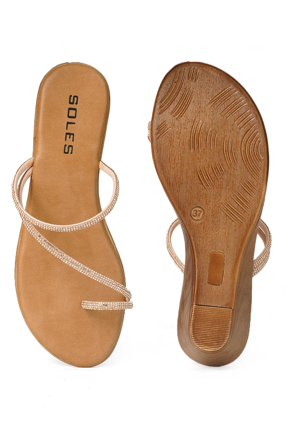 SOLES Embellished Slip On Wedges
