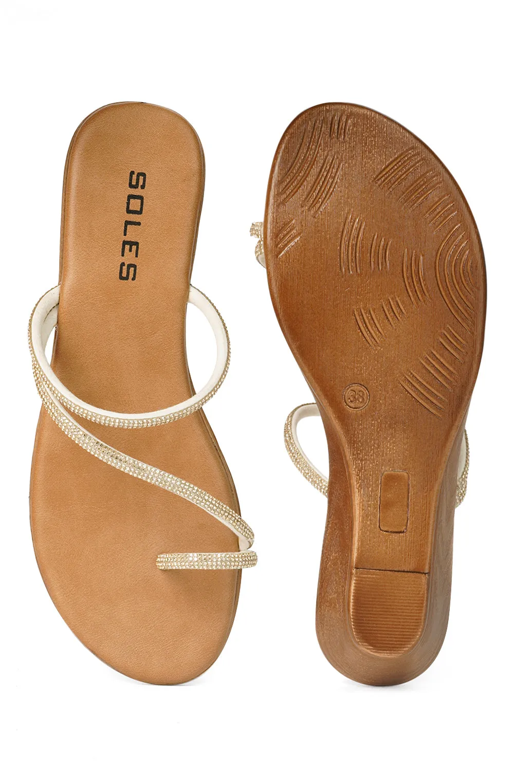 SOLES Embellished Slip On Wedges