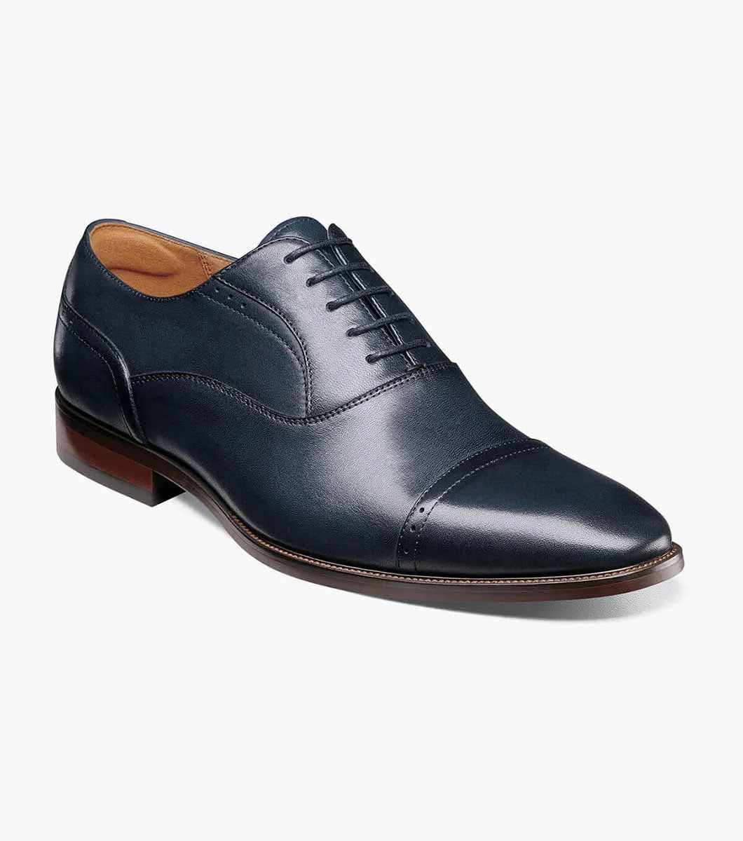 Sorrento Cap Toe Oxford-Navy | Florsheim platform shoes Seamless Stitching