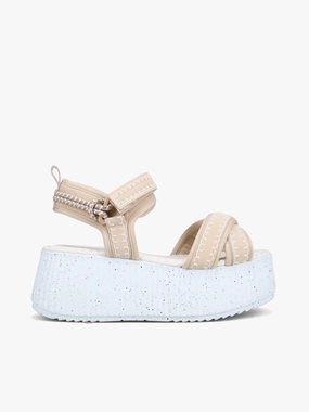 Sporty Sandals Alize Beige Suede Licra Stylish Beach Footwear Alize Beige Suede Licra