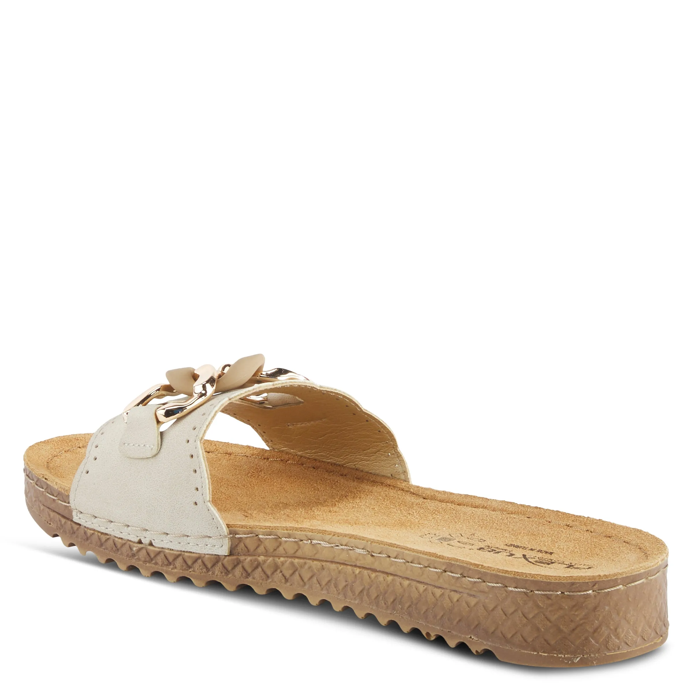 Spring Step Shoes  Flexus Janey Slide Sandals Women’s Leather Gold Chain 2023