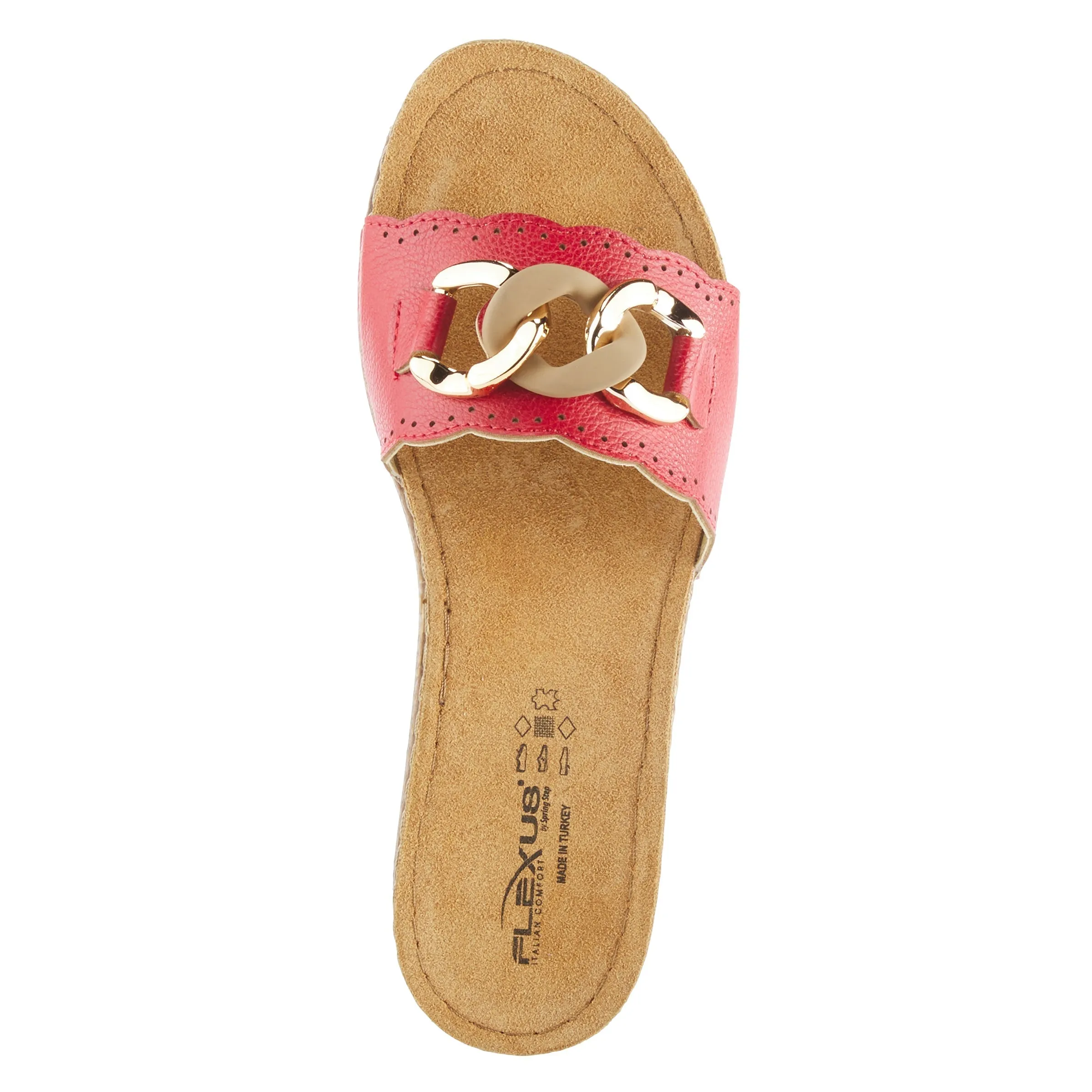 Spring Step Shoes  Flexus Janey Slide Sandals Women’s Leather Gold Chain 2023