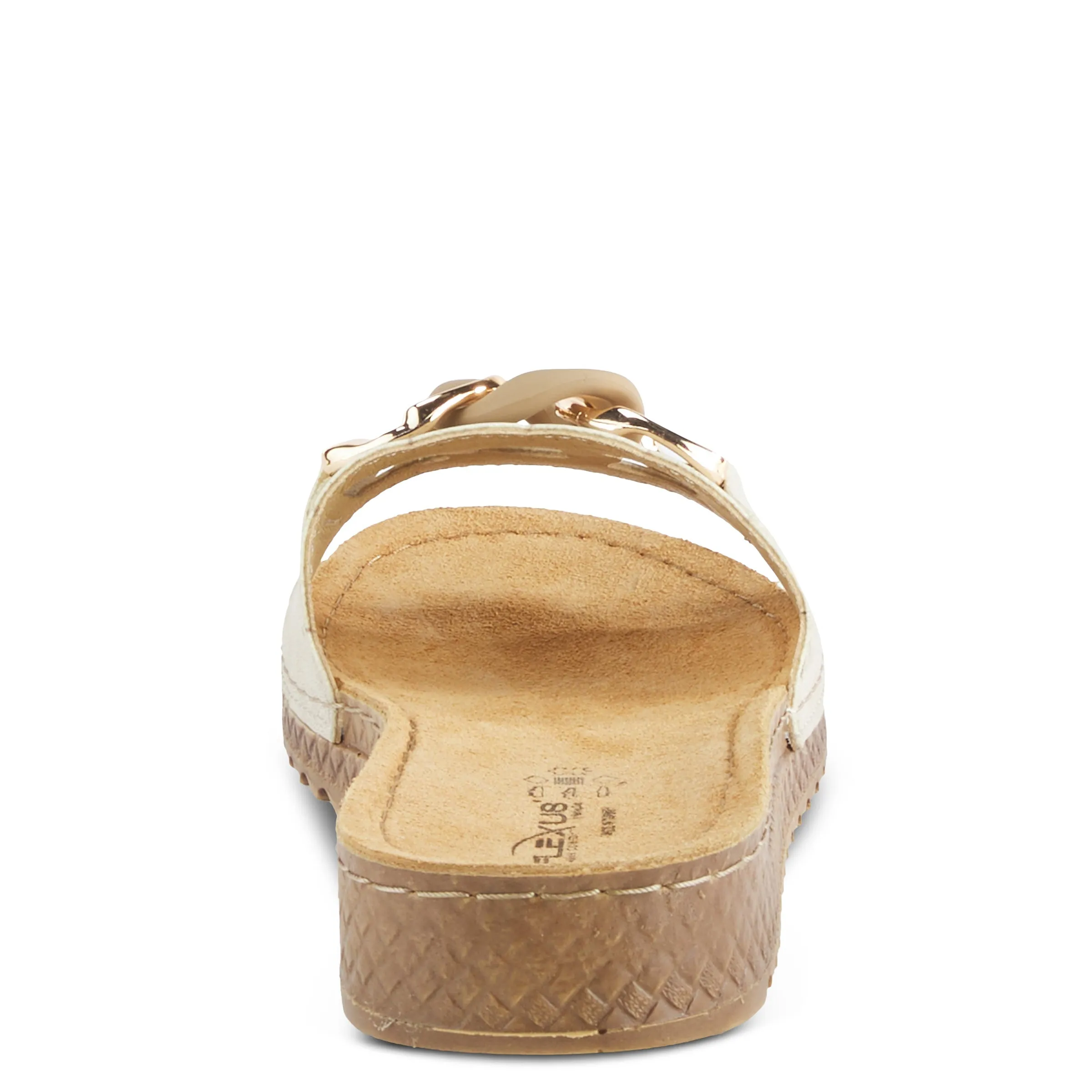 Spring Step Shoes  Flexus Janey Slide Sandals Women’s Leather Gold Chain 2023