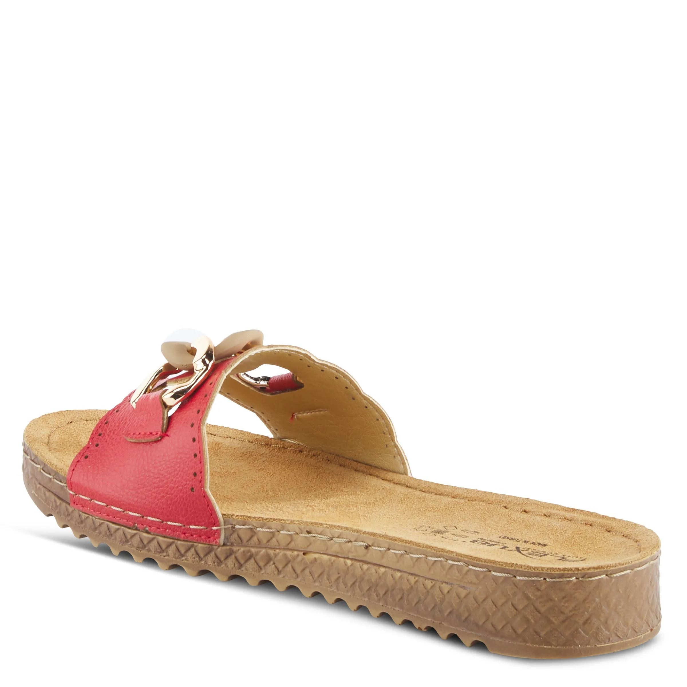 Spring Step Shoes  Flexus Janey Slide Sandals Women’s Leather Gold Chain 2023