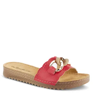 Spring Step Shoes  Flexus Janey Slide Sandals Women’s Leather Gold Chain 2023