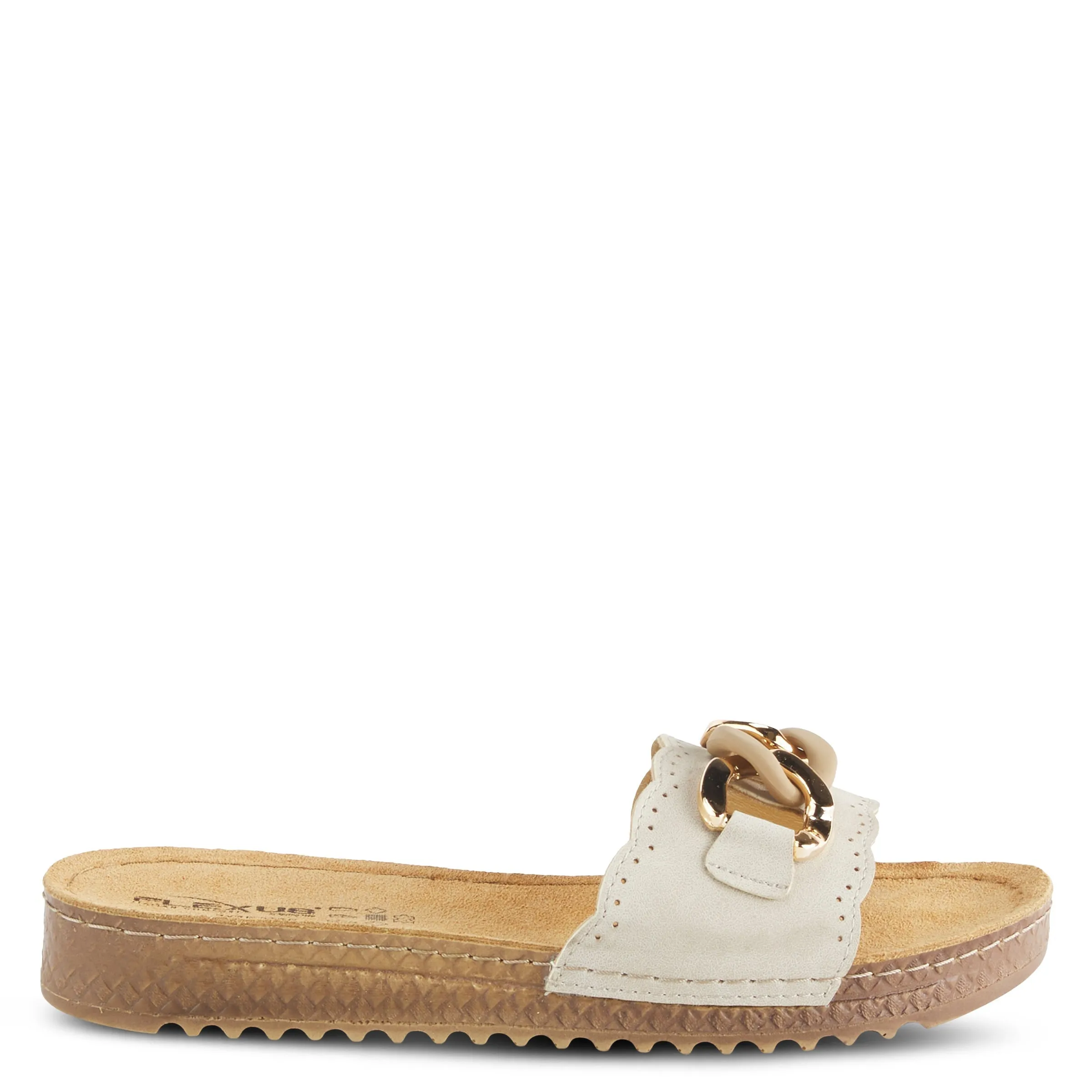 Spring Step Shoes  Flexus Janey Slide Sandals Women’s Leather Gold Chain 2023