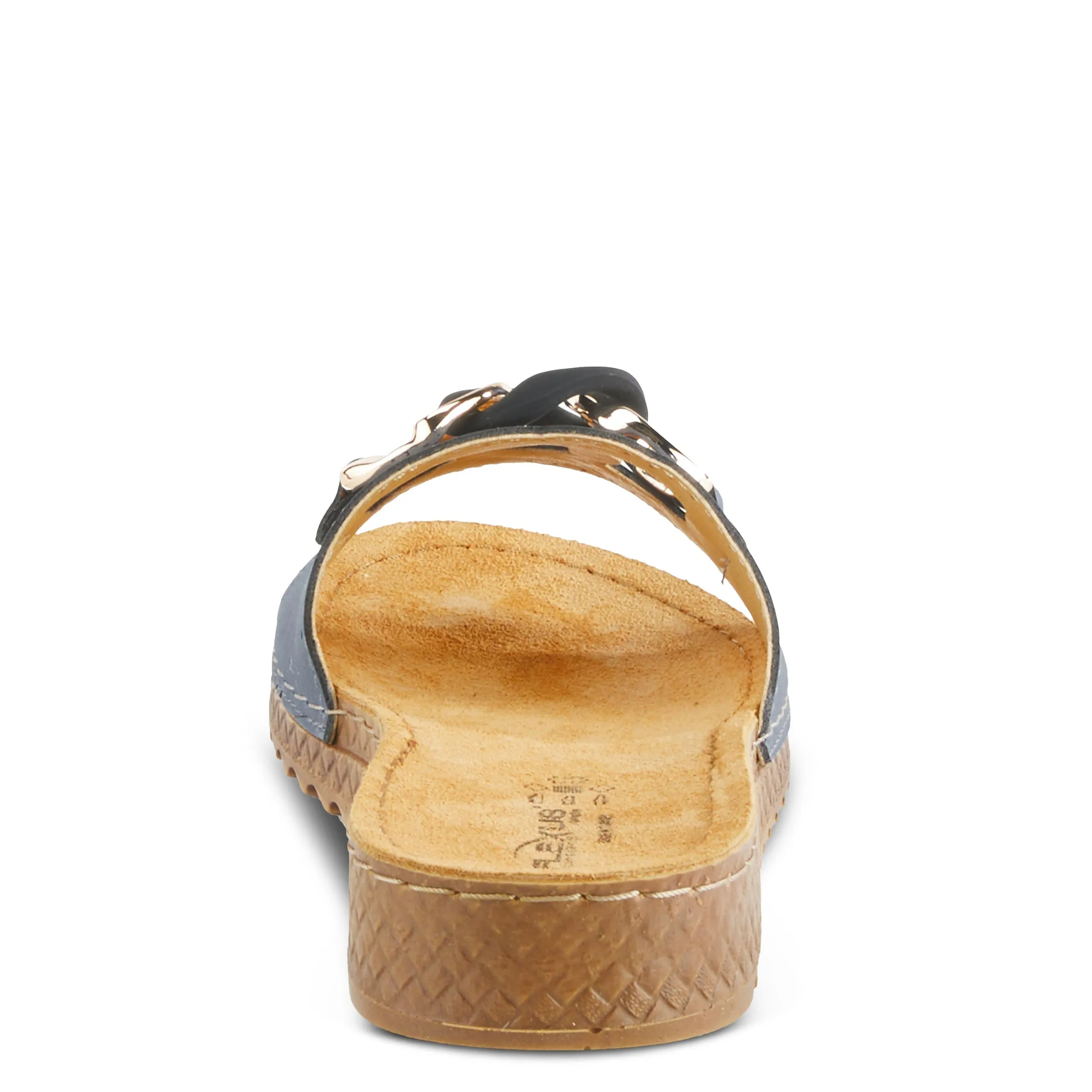 Spring Step Shoes  Flexus Janey Slide Sandals Women’s Leather Gold Chain 2023