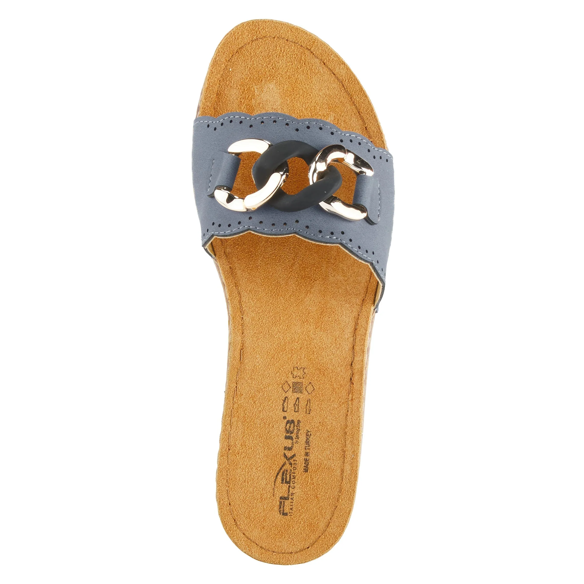 Spring Step Shoes  Flexus Janey Slide Sandals Women’s Leather Gold Chain 2023