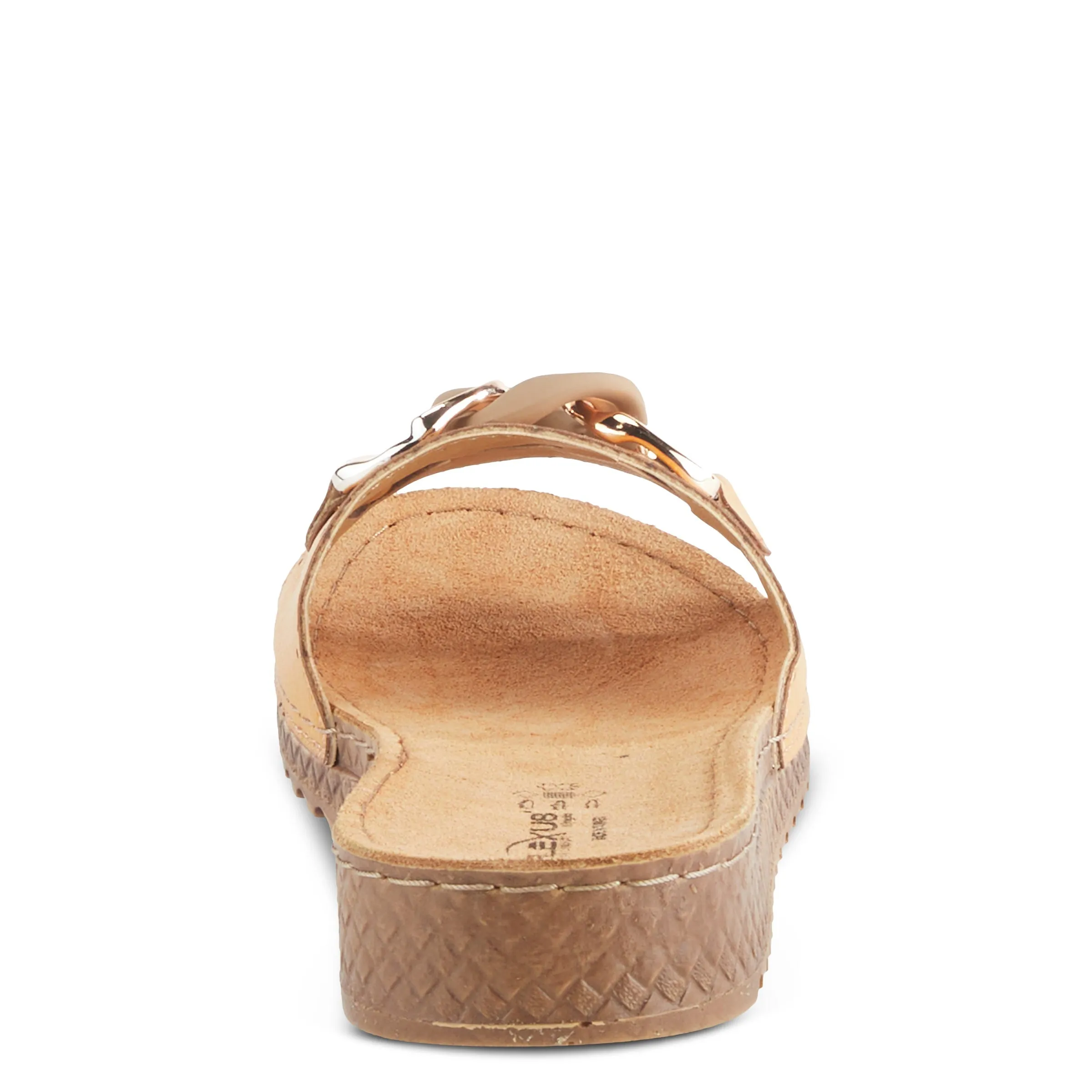 Spring Step Shoes  Flexus Janey Slide Sandals Women’s Leather Gold Chain 2023