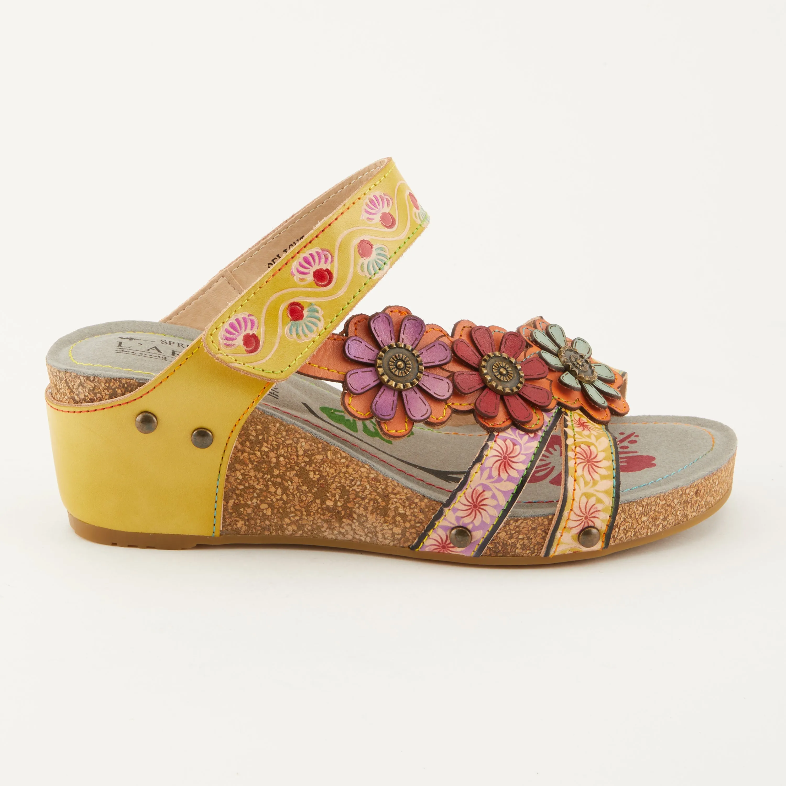 Spring Step Shoes L'Artiste Delight Slide Sandals Women's Hand Painted Leather