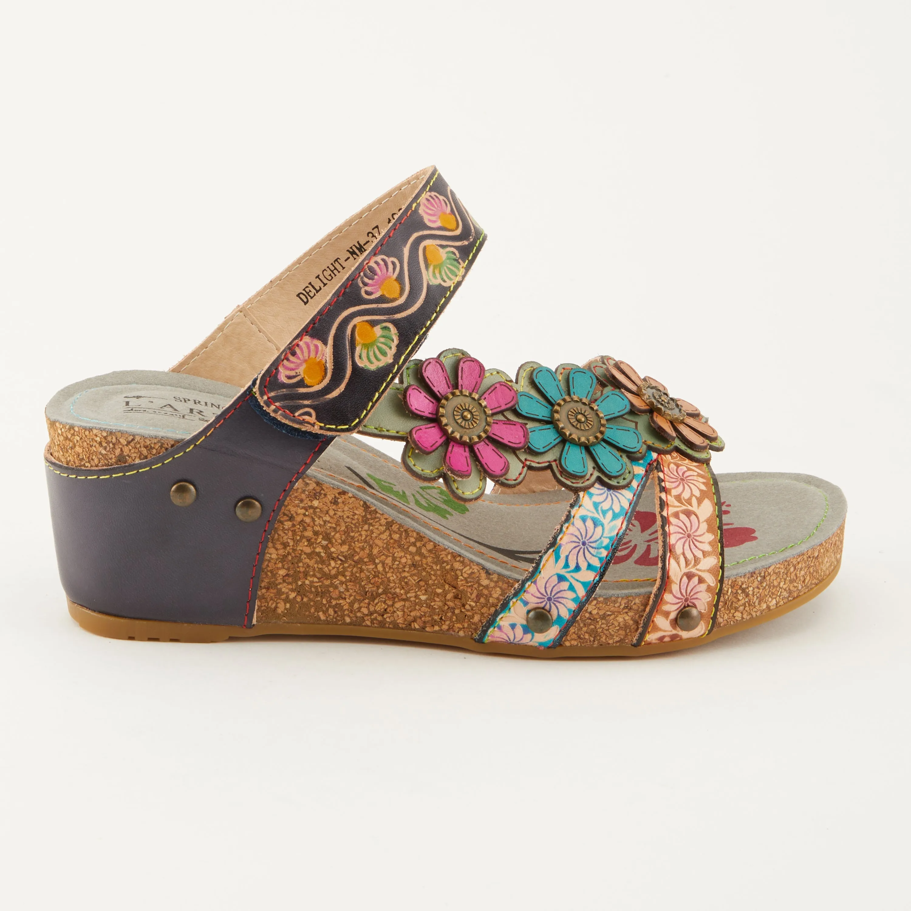 Spring Step Shoes L'Artiste Delight Slide Sandals Women's Hand Painted Leather