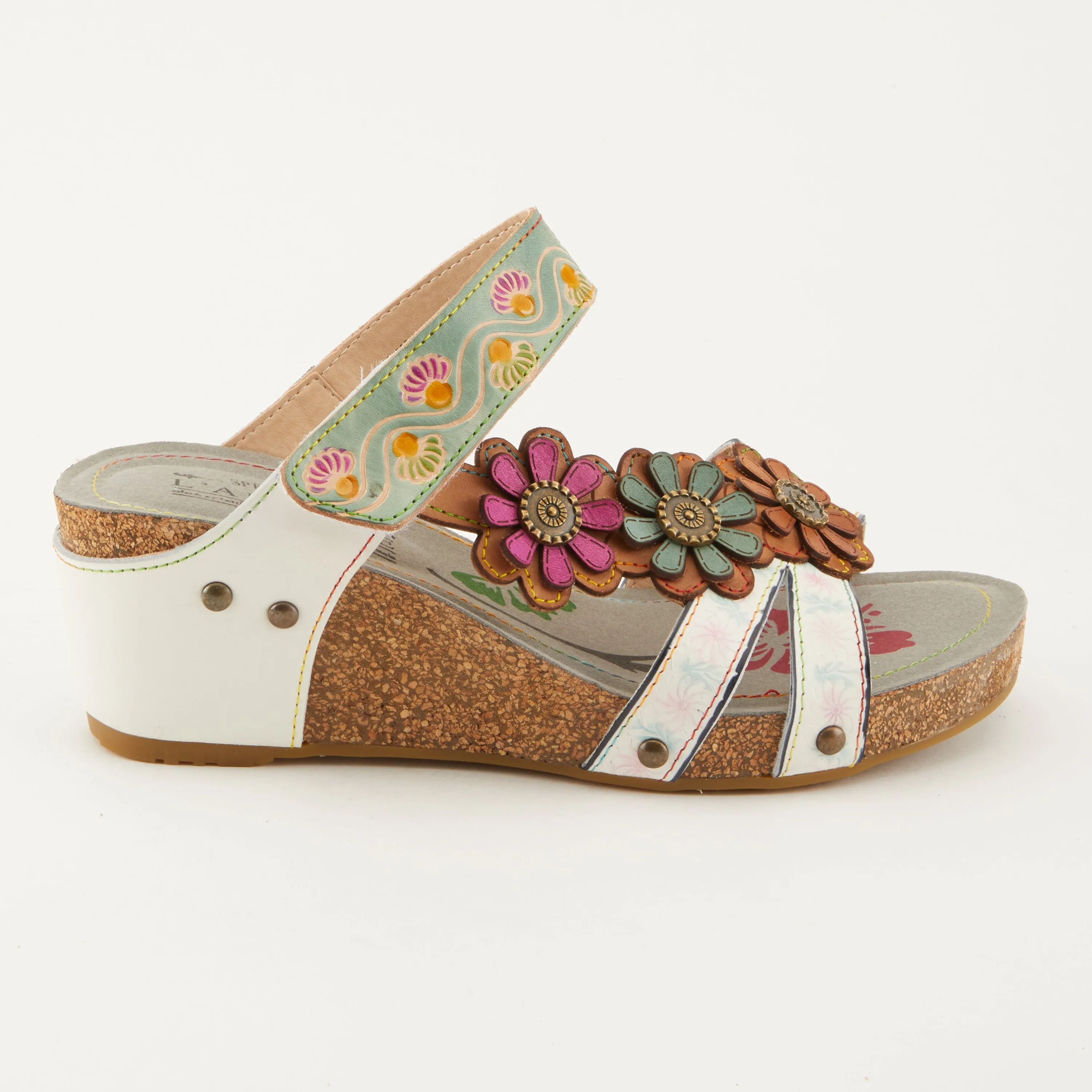 Spring Step Shoes L'Artiste Delight Slide Sandals Women's Hand Painted Leather