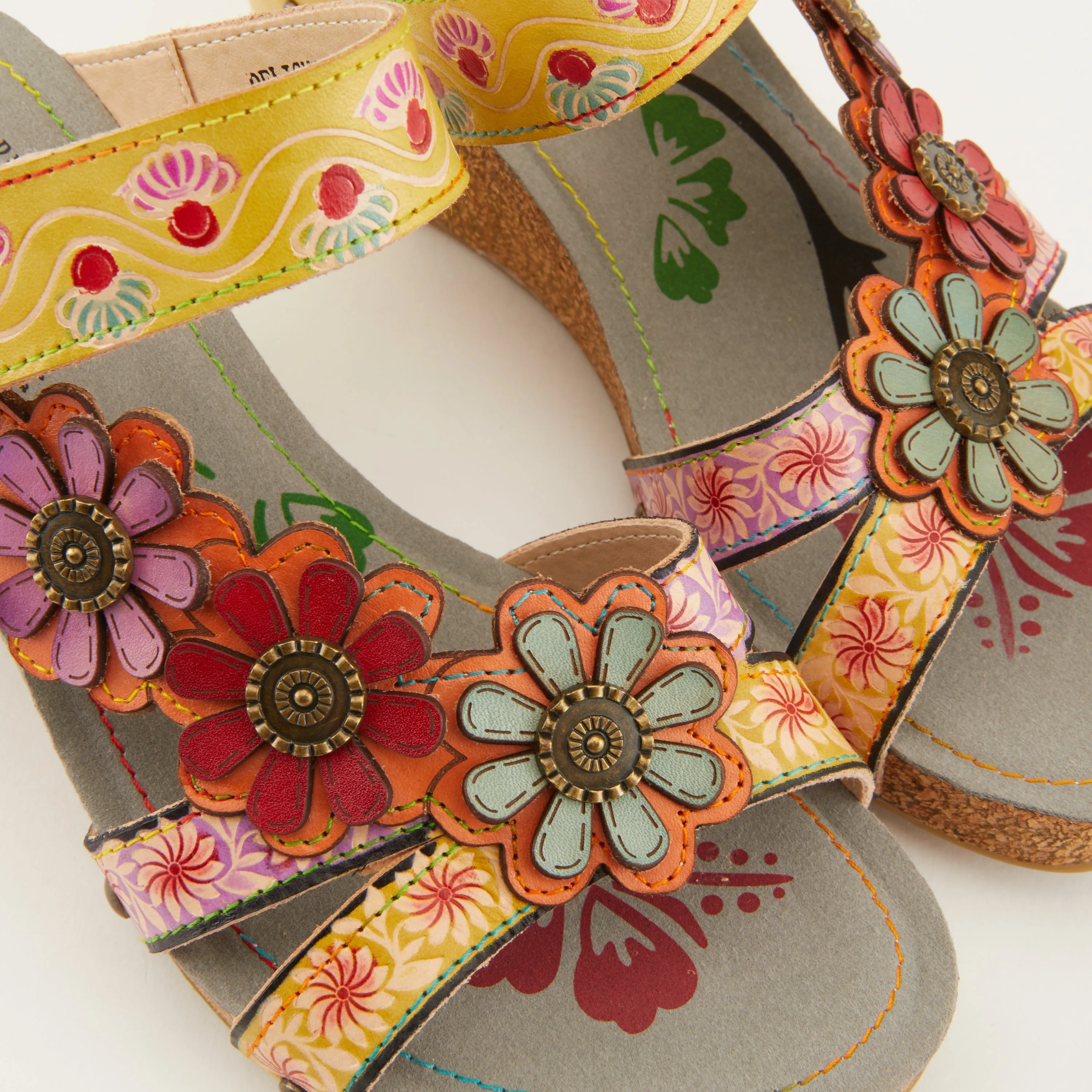 Spring Step Shoes L'Artiste Delight Slide Sandals Women's Hand Painted Leather