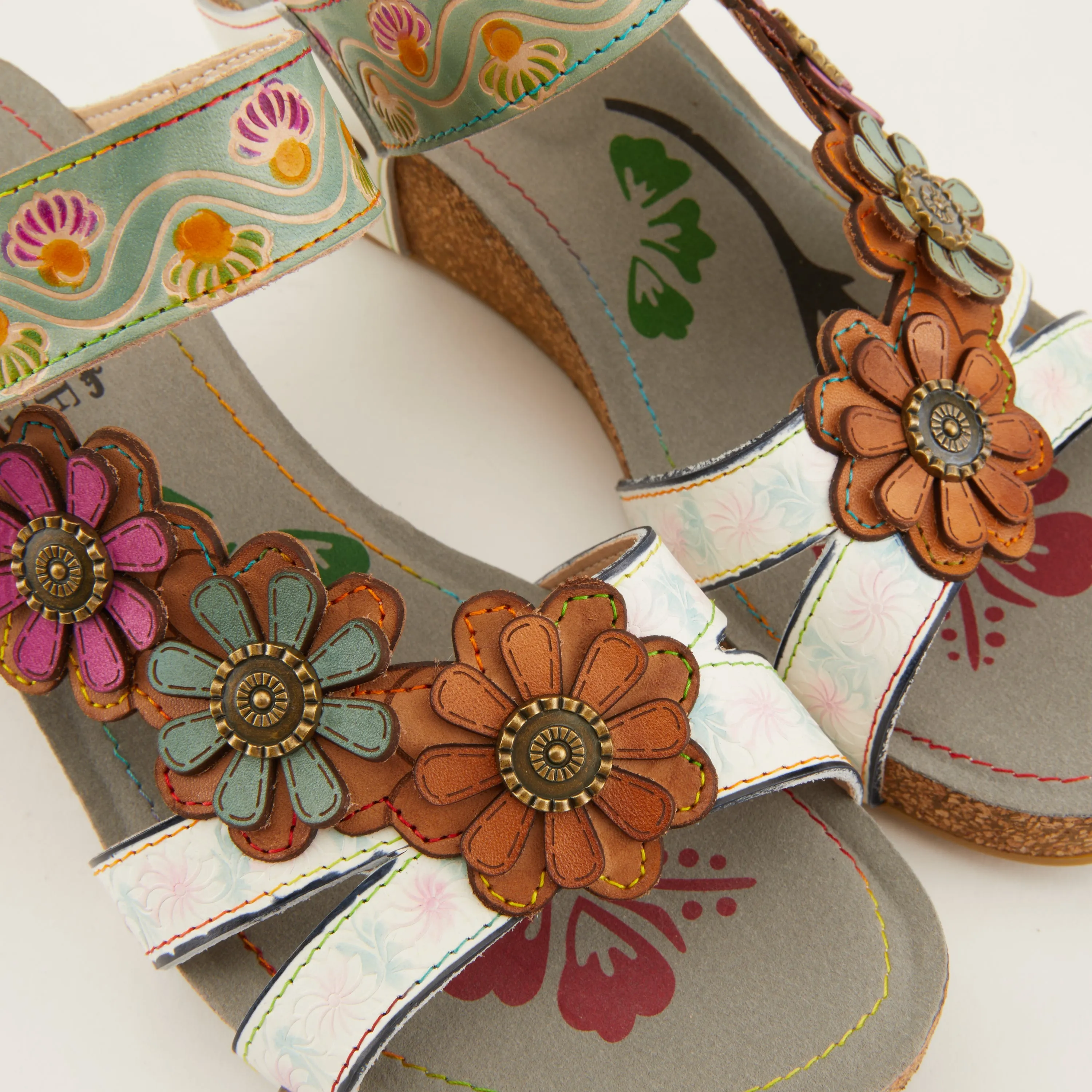 Spring Step Shoes L'Artiste Delight Slide Sandals Women's Hand Painted Leather