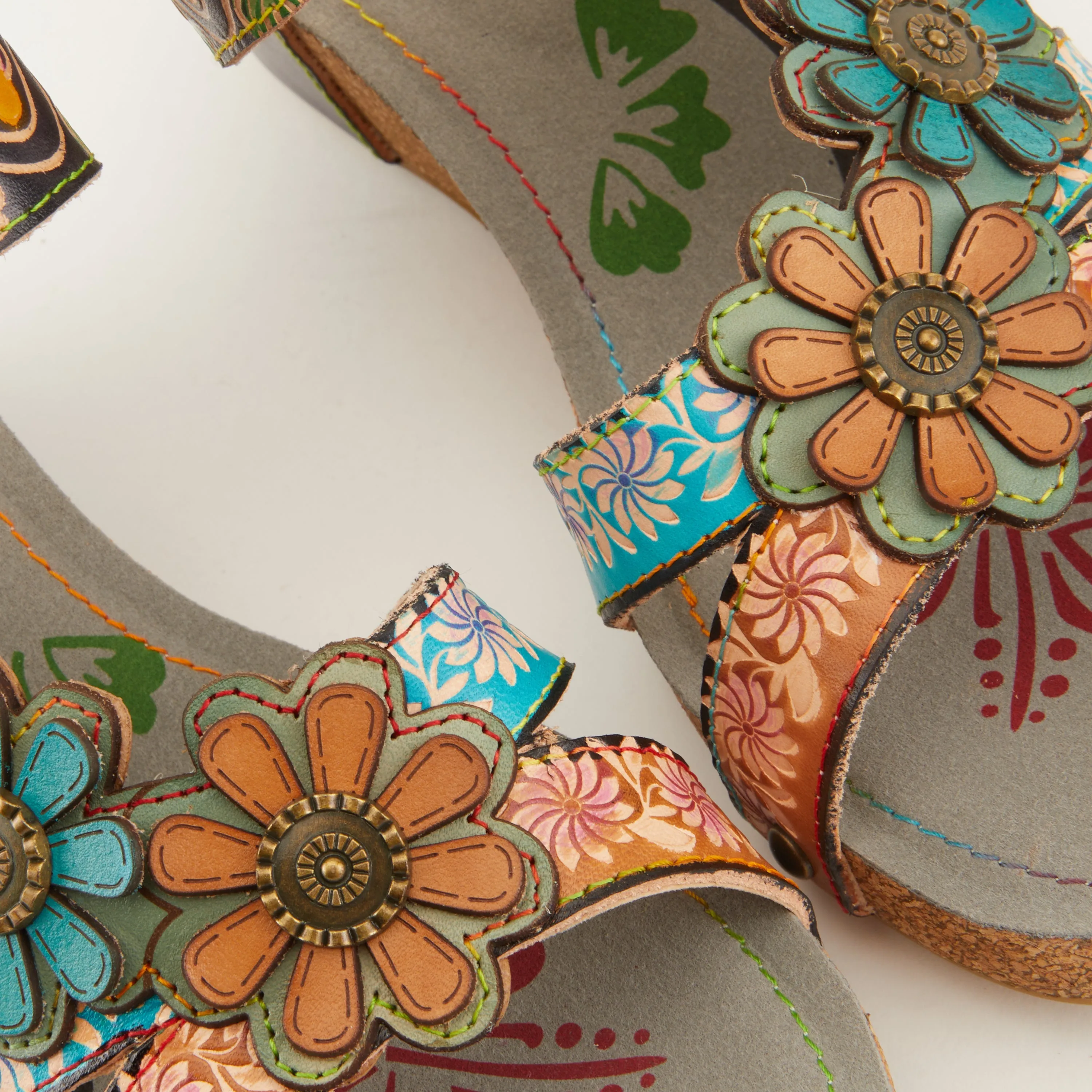 Spring Step Shoes L'Artiste Delight Slide Sandals Women's Hand Painted Leather