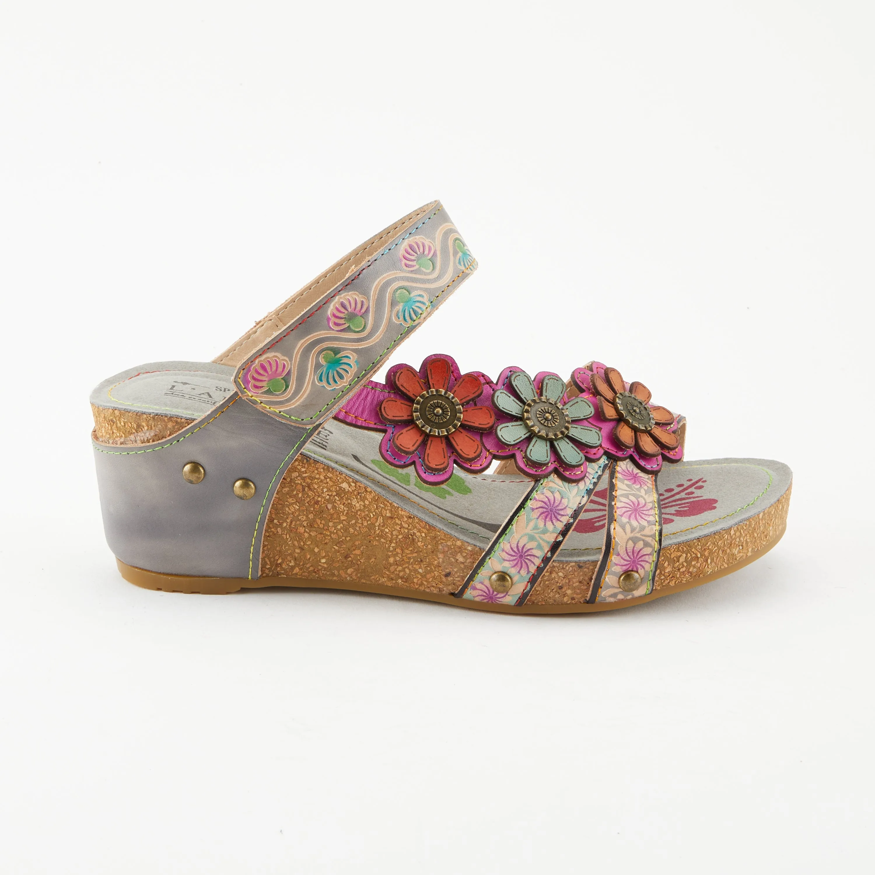 Spring Step Shoes L'Artiste Delight Slide Sandals Women's Hand Painted Leather
