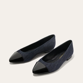 Square Toe The Pointe - Indigo Denim and Patent Low Top The Pointe - Indigo Denim and Patent