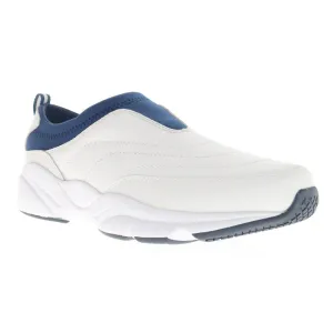 Stability Slip-On MAS004L-White/Navy | Propet Tensile Fiber Weave Impact Resistant Heel Arch Support Design Stability Slip-On MAS004L-White/Navy | Propet