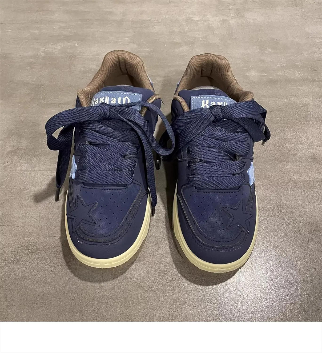 Star Chunky Trainers Sneakers for Women Walking Shoes Lightweight and Breathable Sneakers INS Style Lovely Style Blue Sneakers Stylish and Comfortable Walking and Leisure Sports