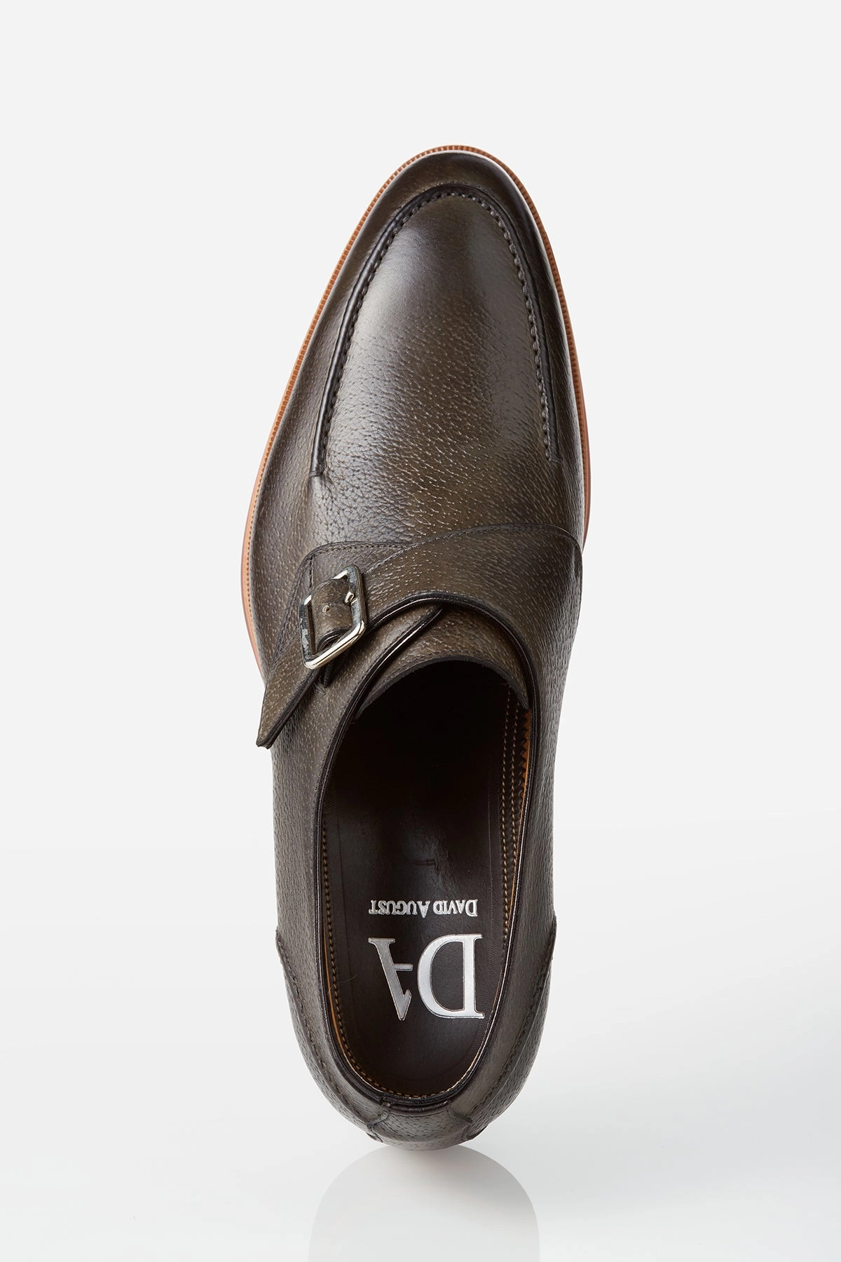 Comfort   cushion Oasis Path David August Leather Single Buckle Monk-strap Shoes in Graphite Grey