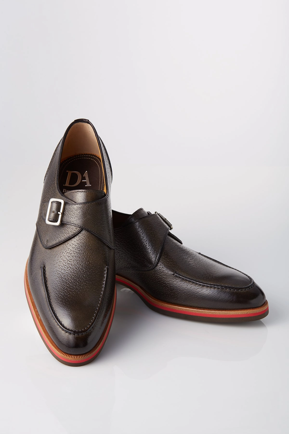Mobility Ease Urban Minimal David August Leather Single Buckle Monk-strap Shoes in Graphite Grey