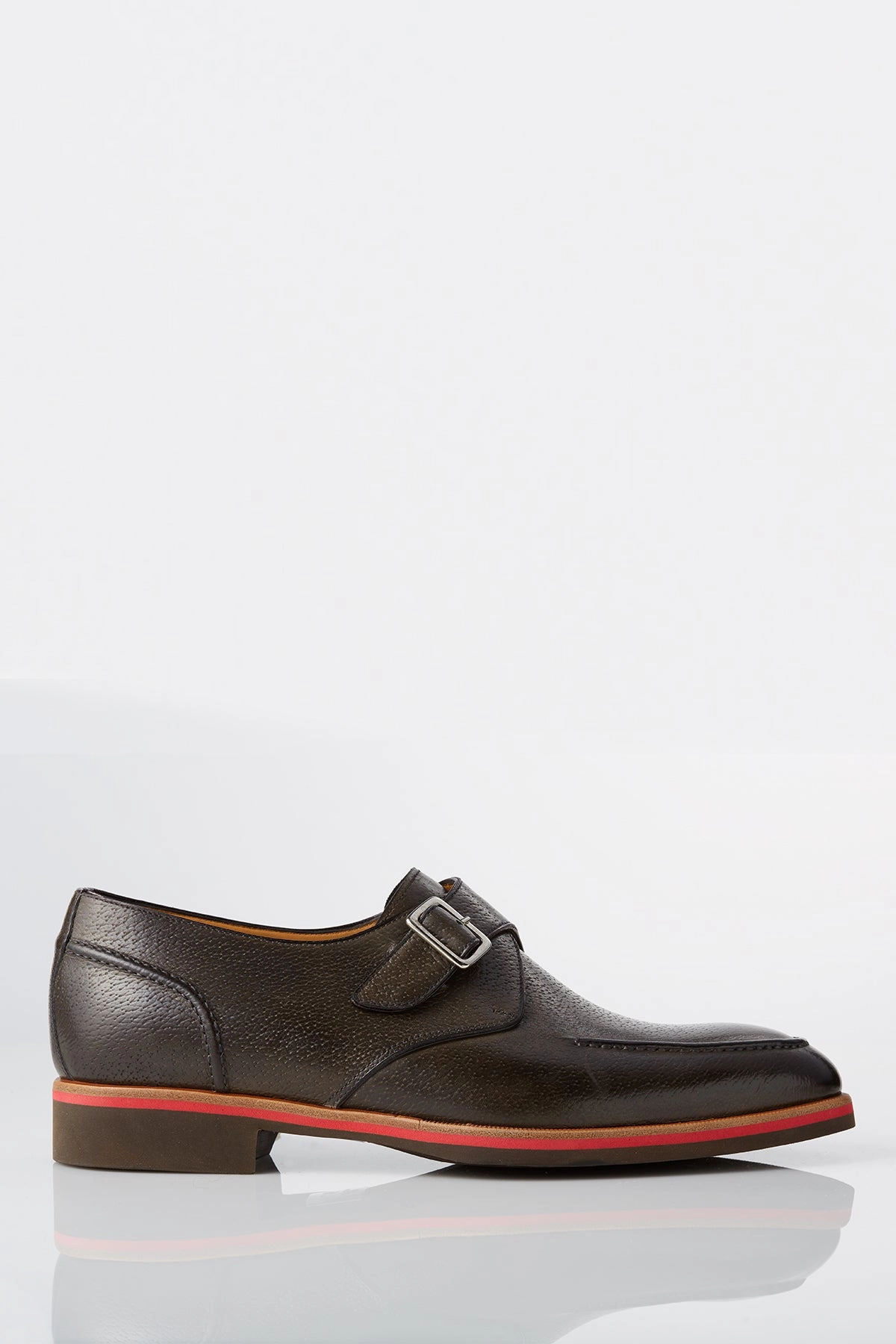 David August Leather Single Buckle Monk-strap Shoes in Graphite Grey Pillow Base