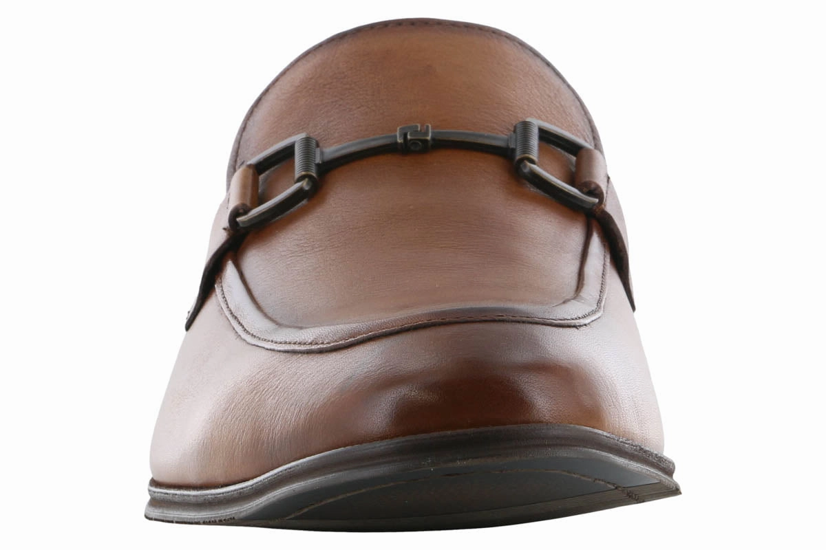 Steve Madden Aahron Tan Leather Dress Loafer Fine Work