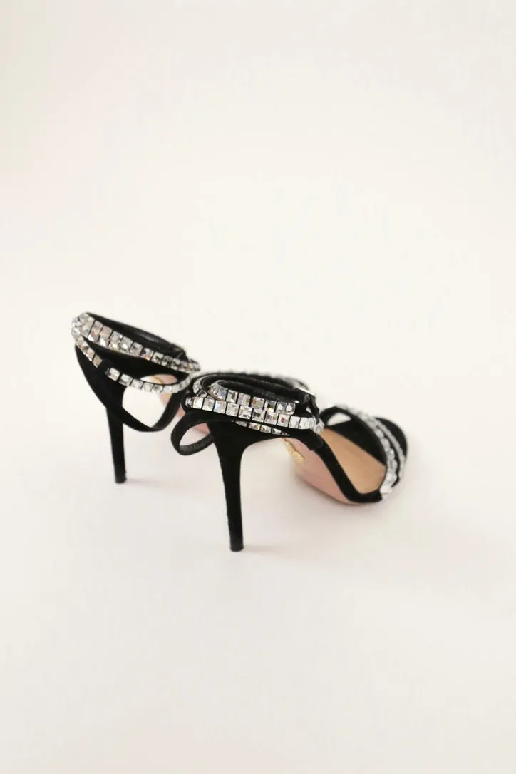 Strass Velvet Wrap Sandals