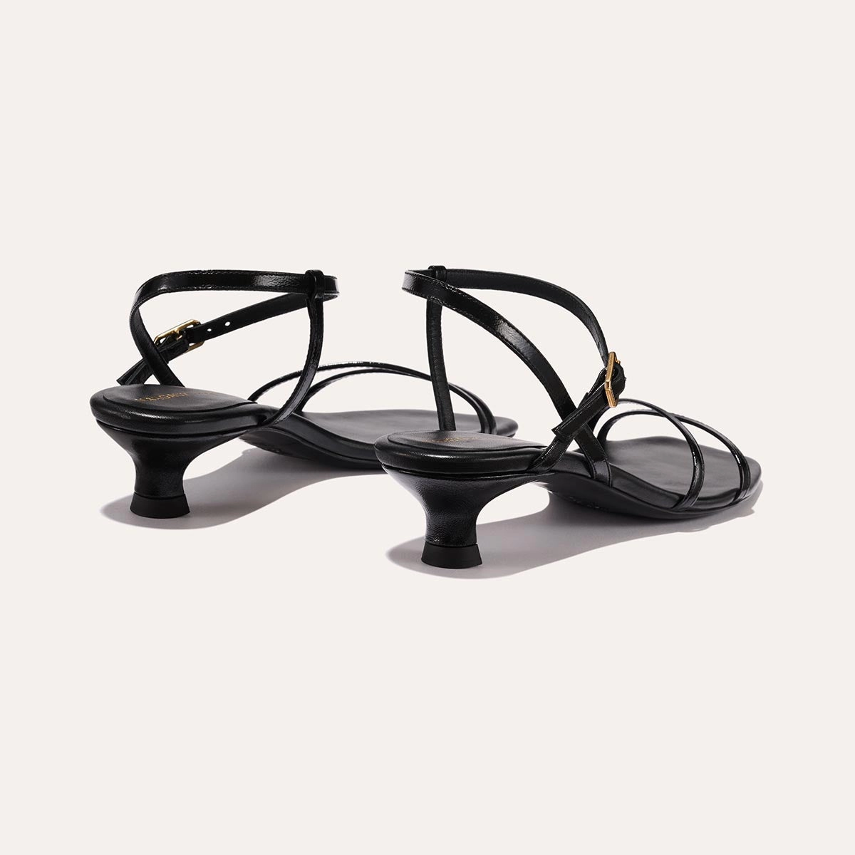 Chic Heels The Dylan Sandal - Black Crinkle Gloss Nappa