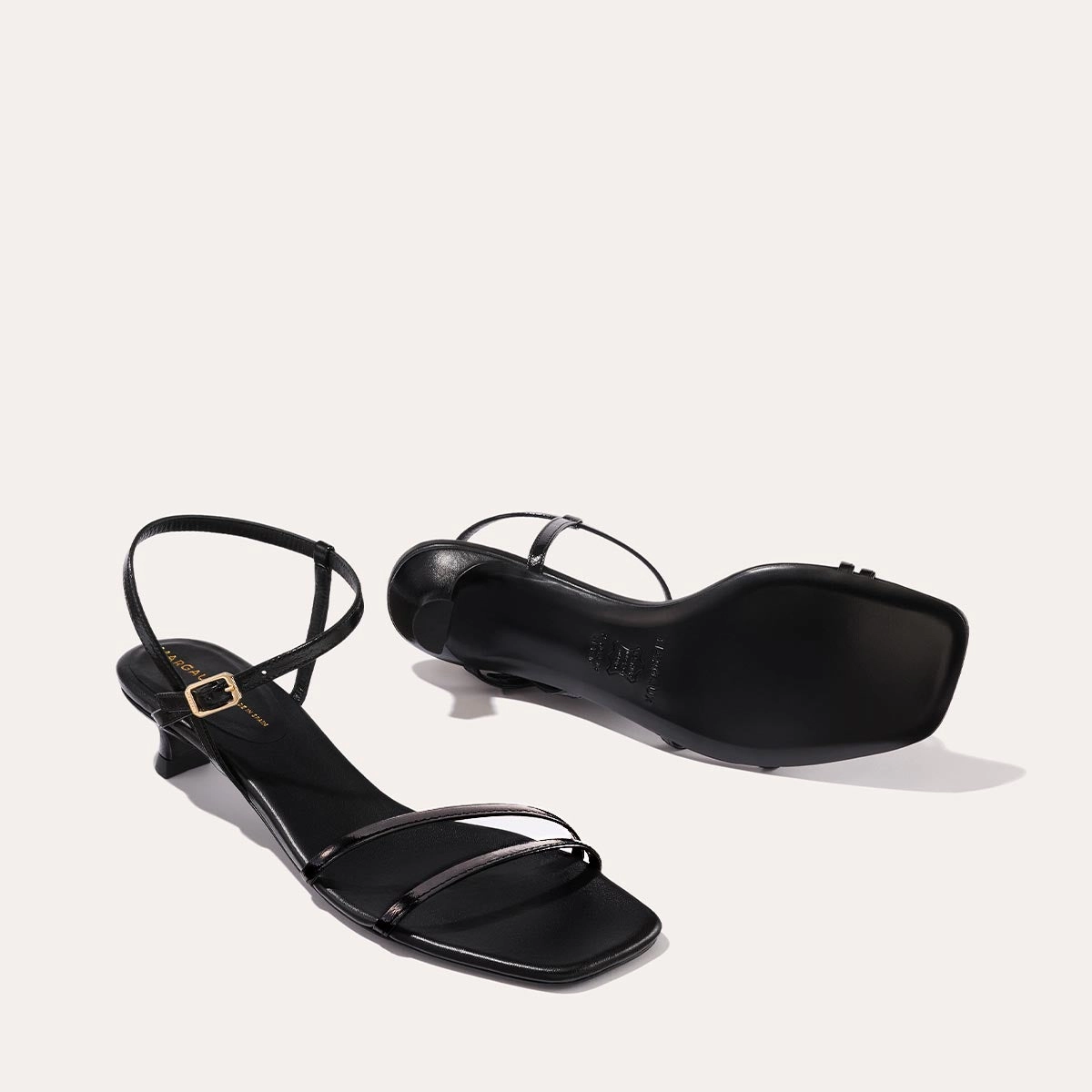 The Dylan Sandal - Black Crinkle Gloss Nappa Shock Resistance