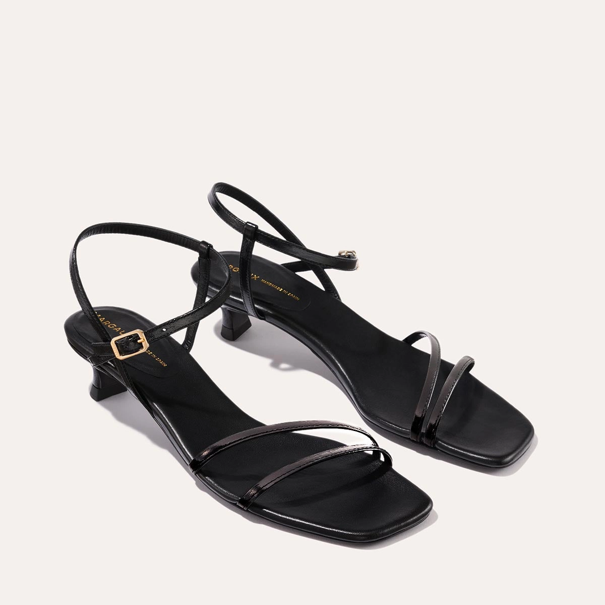 The Dylan Sandal - Black Crinkle Gloss Nappa Customizable