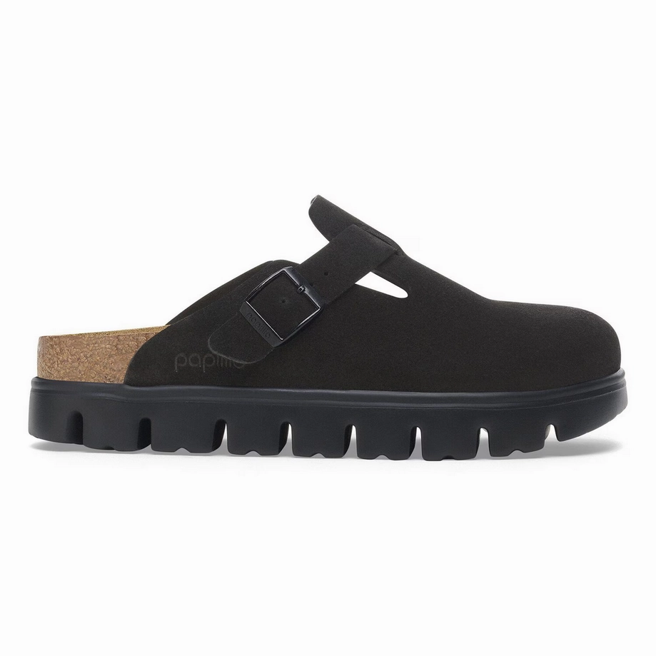 Quick Motion Stretch-Core Papillio by Birkenstock Women's Boston Chunky Clog - Black Suede