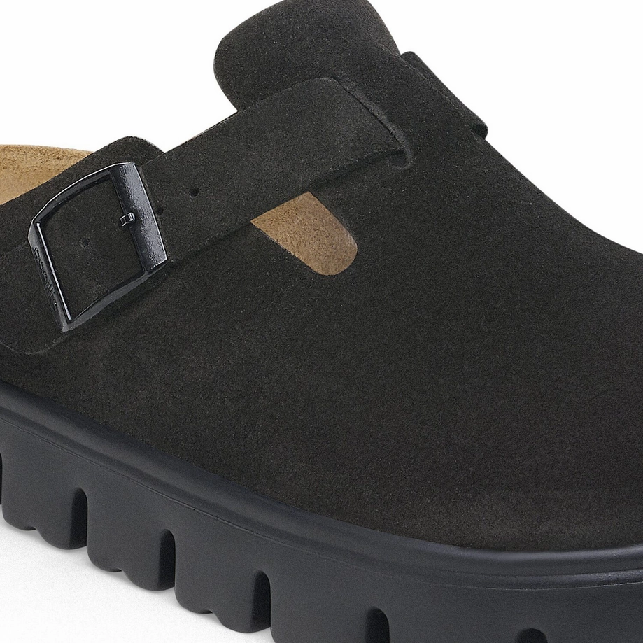 Stretch-Core Papillio by Birkenstock Women's Boston Chunky Clog - Black Suede Meadow Glow Fast pace