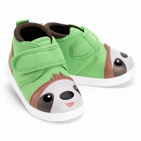 Stride-Tech Sloth Squeaky Toddler Shoes | Green/Brown Foot Support Sloth Squeaky Toddler Shoes | Green/Brown