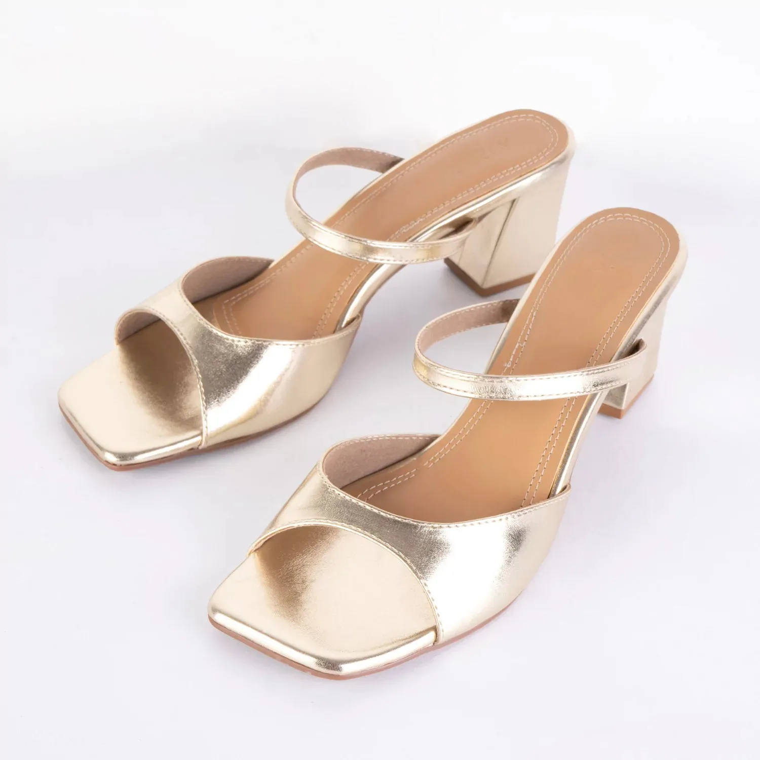STUNNING Metallic Gold Block Heels
