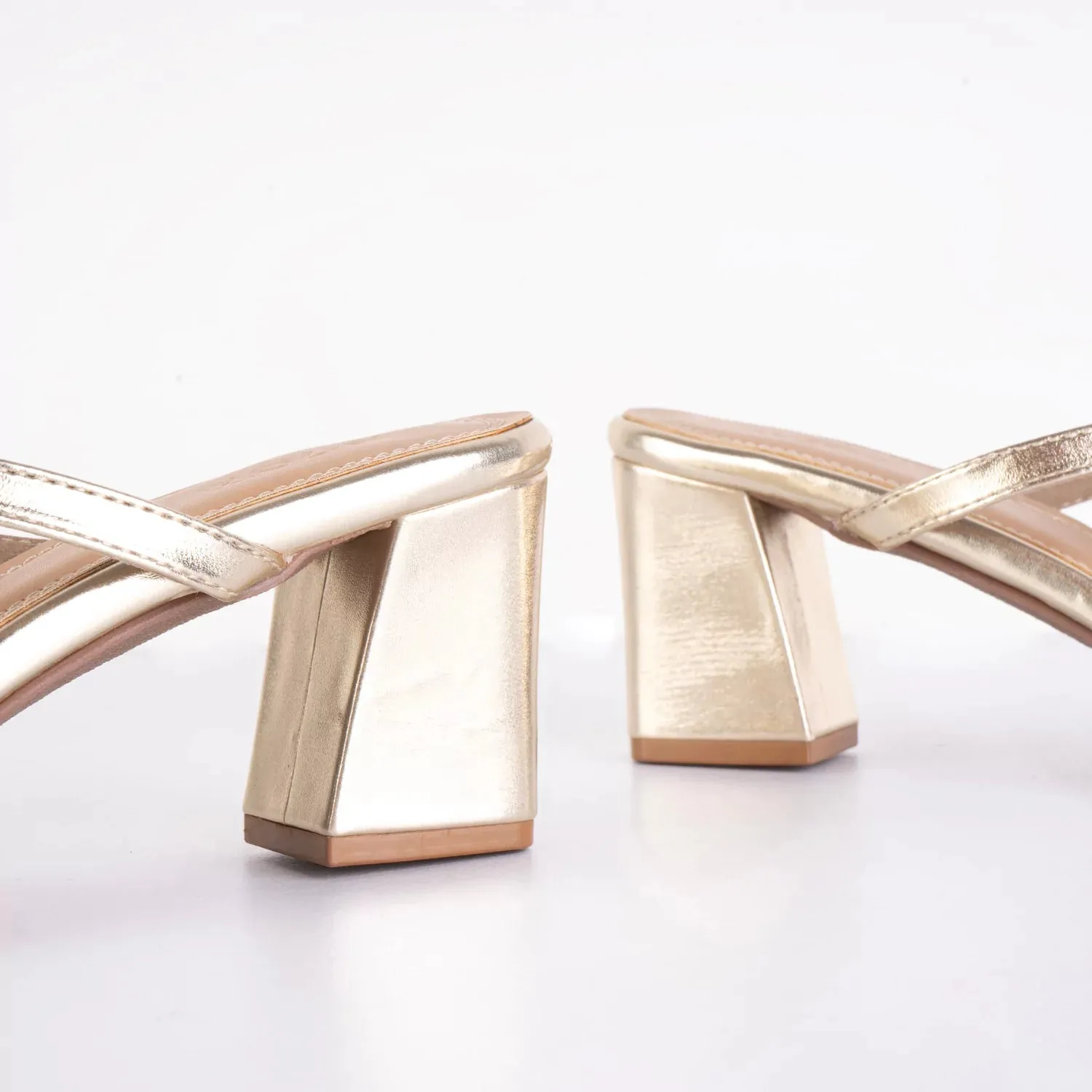 STUNNING Metallic Gold Block Heels