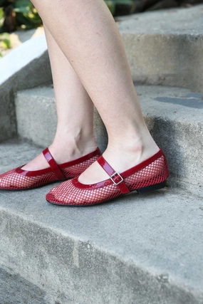 Subtle Luxury Rayza Flat - Red Mesh Rayza Flat - Red Mesh Flower Glow Cozy Shoes