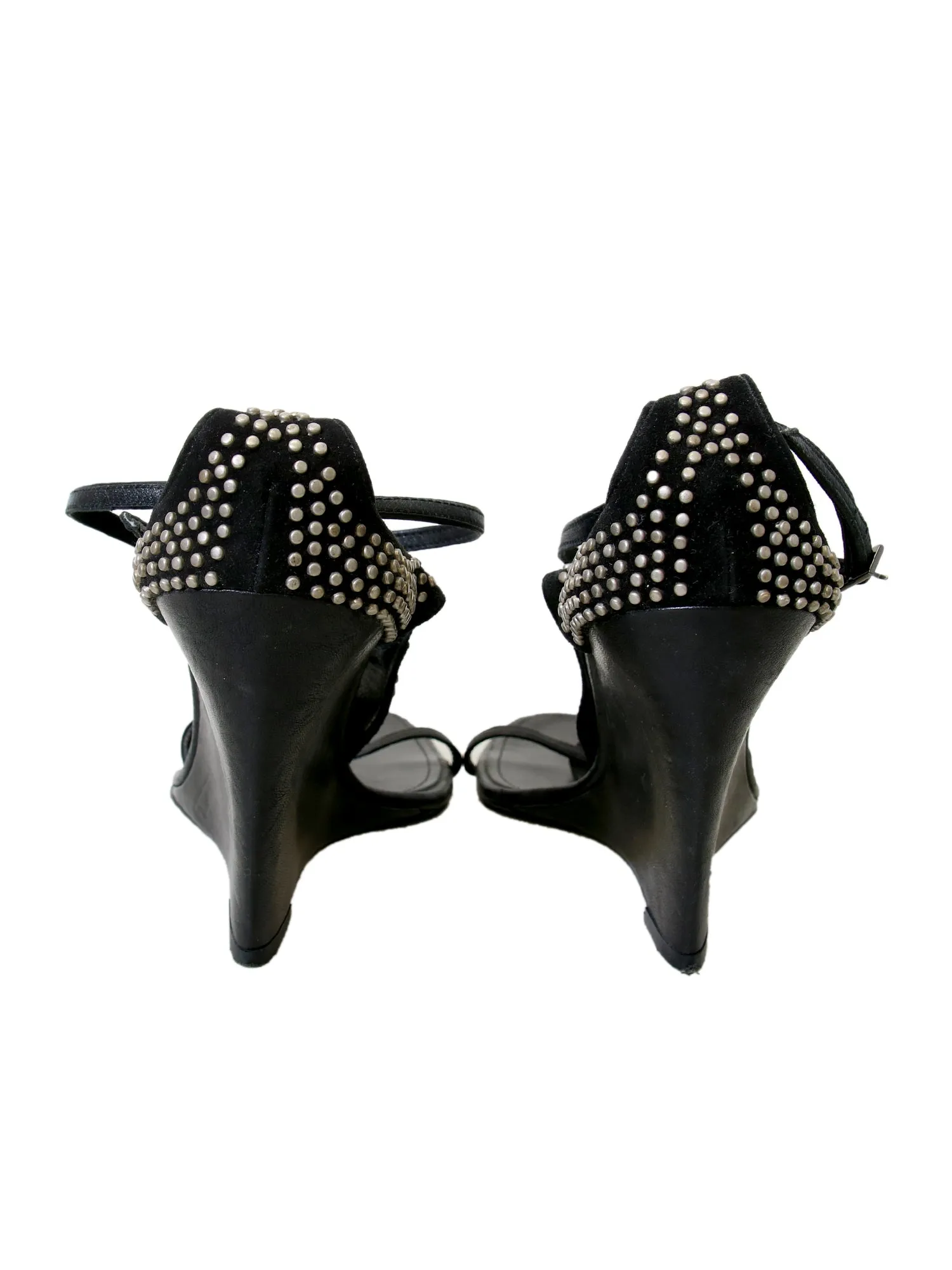 Suede Embellished Wedge Sandals