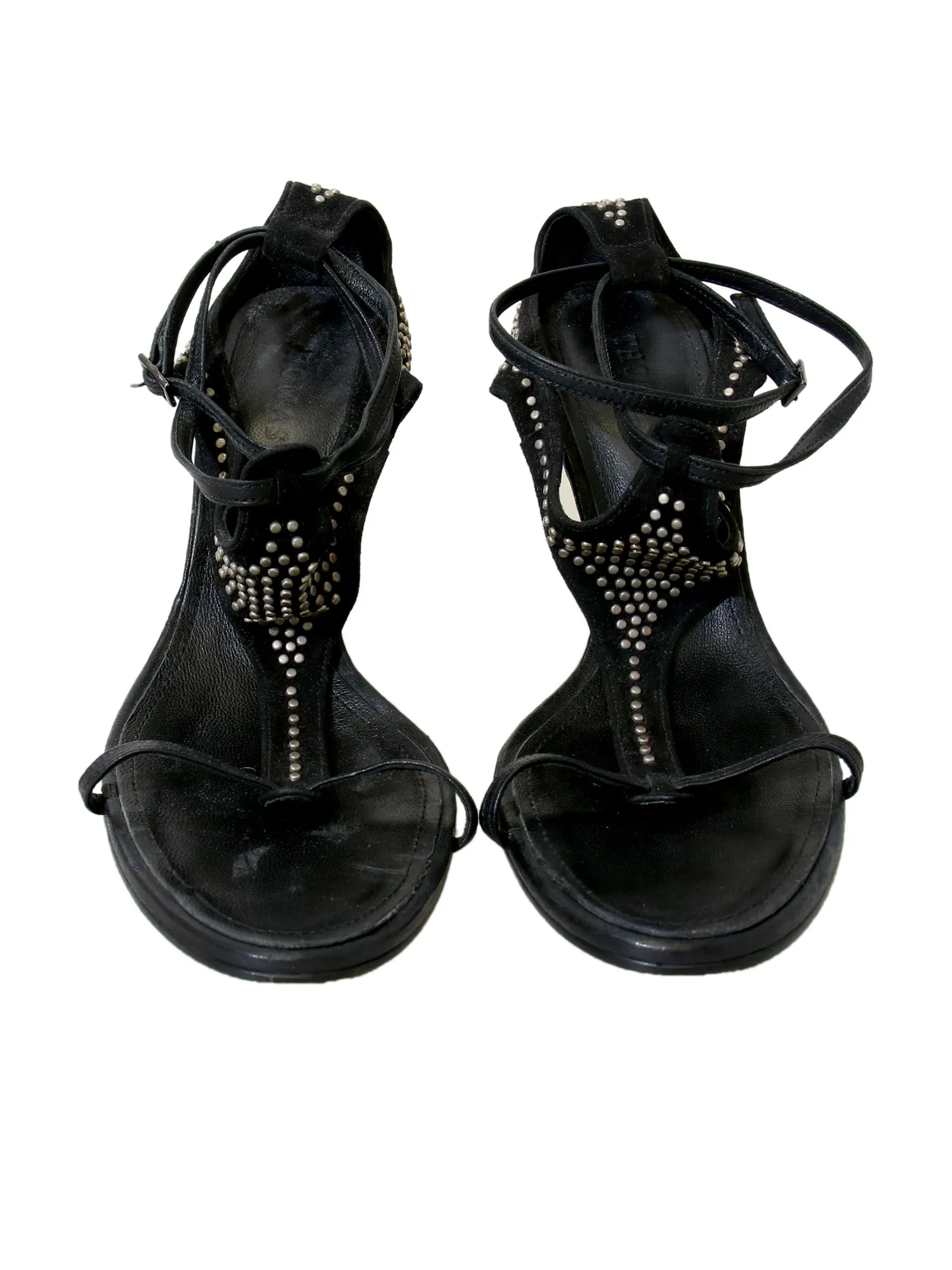 Suede Embellished Wedge Sandals
