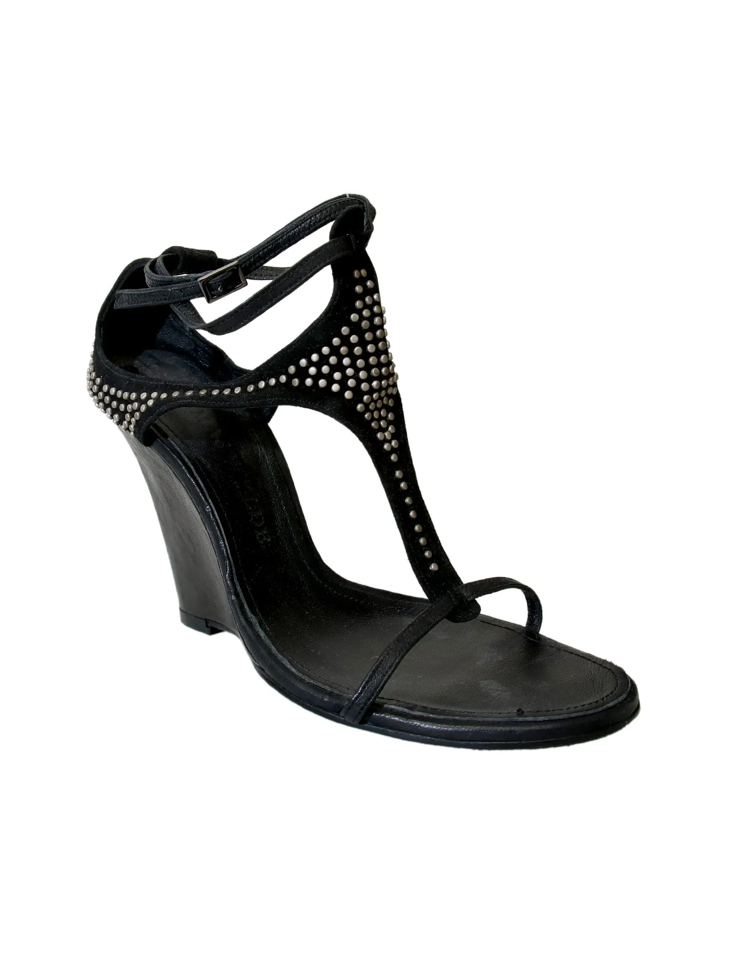 Suede Embellished Wedge Sandals