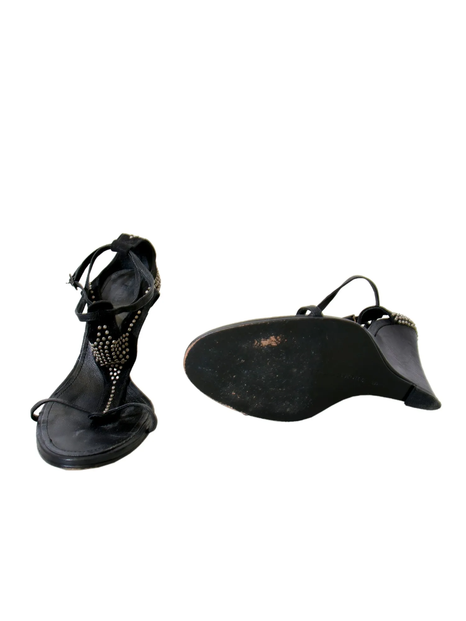 Suede Embellished Wedge Sandals